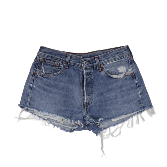 Levi's 501 Vintage Distressed Denim Shorts Blue W34 L24 100% Cotton Womens