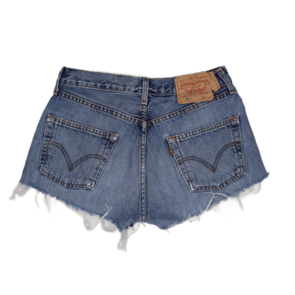 Levi's 501 Vintage Distressed Denim Shorts Blue W34 L24 100% Cotton Womens
