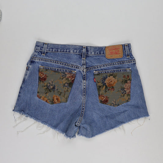 Levi's 550 High Waisted Vintage Denim Shorts Blue Size 14 100 Percent Cotton