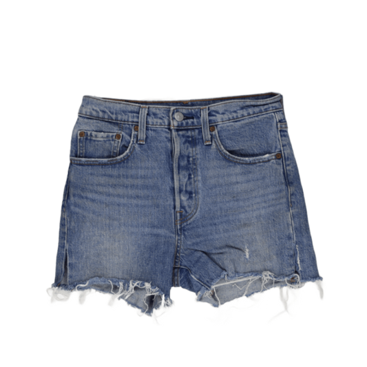 Levi's 501 High-Waisted Frayed Denim Shorts Blue Size S Cotton Vintage