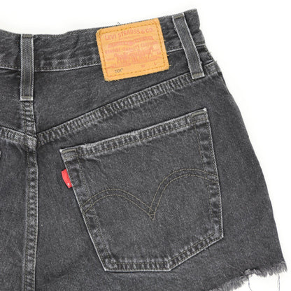 Levi's 501 High Waisted Distressed Denim Shorts Faded Black W31 Cotton Vintage