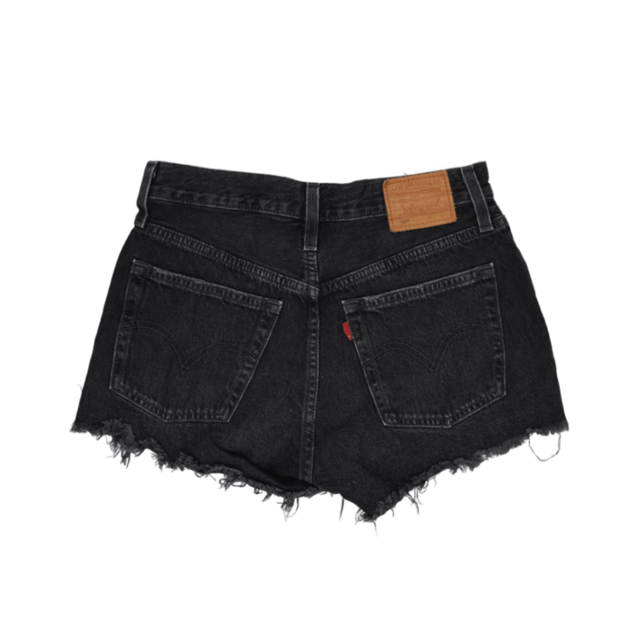 Levi's 501 High Waisted Distressed Denim Shorts Faded Black W31 Cotton Vintage