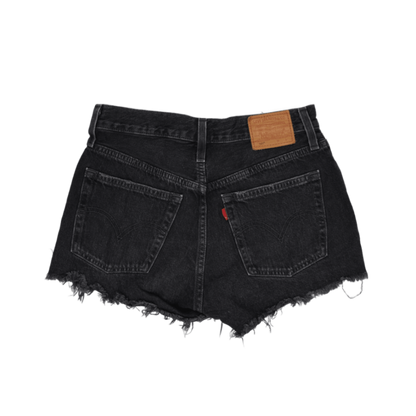 Levi's 501 High Waisted Distressed Denim Shorts Faded Black W31 Cotton Vintage