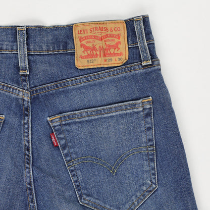 Levi's 512 Women's High Rise Distressed Denim Shorts Vintage Blue W29 100% Cotton