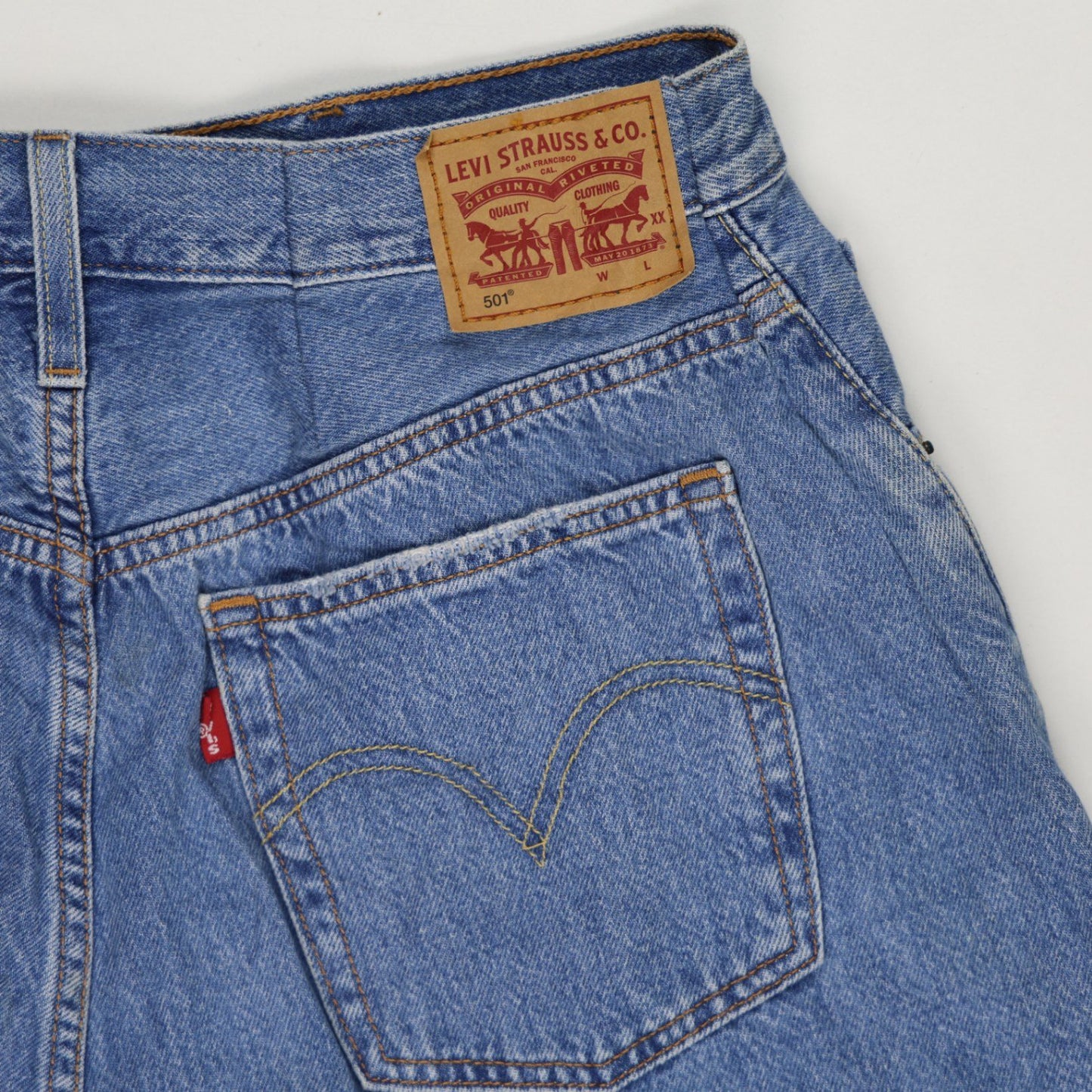 Levi's 501 Womens High Rise Vintage Blue Denim Shorts W32 100 Cotton
