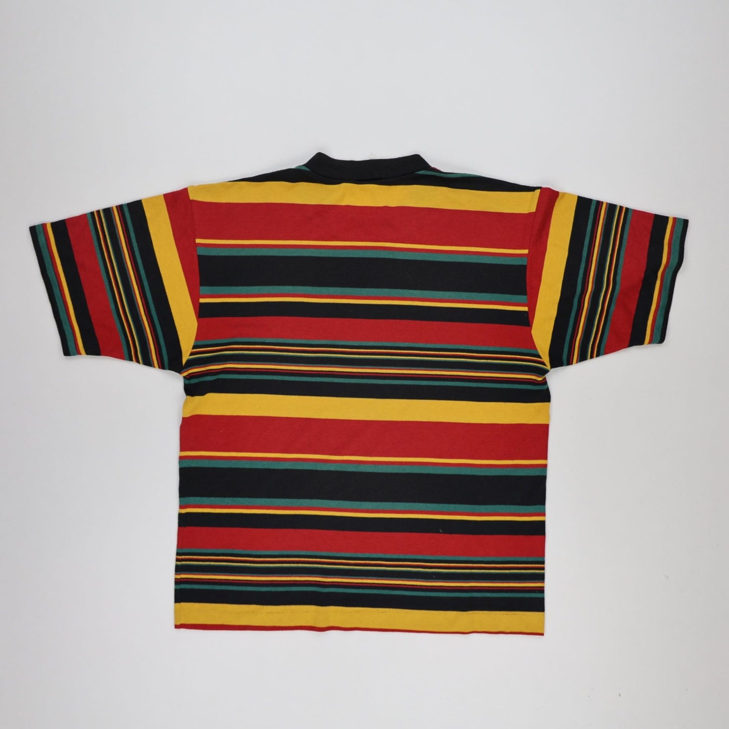 Adidas Vintage Multicolour Striped Crew Neck T-Shirt Medium Polyester Cotton Unisex Casual Streetwear