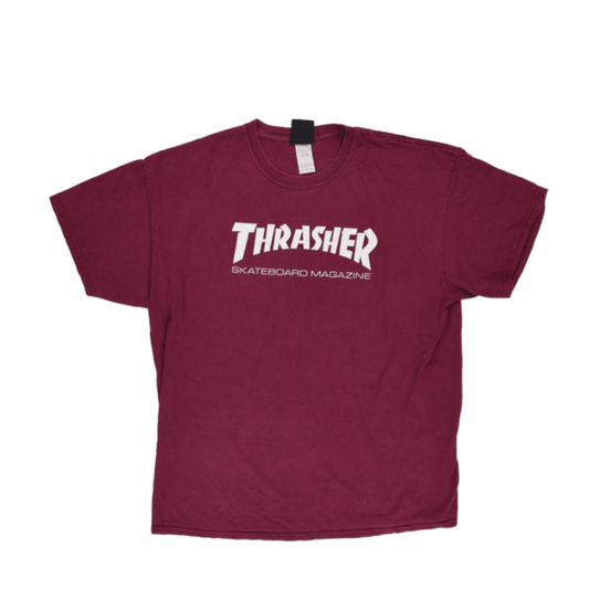 Thrasher Skateboard Magazine T-Shirt Burgundy XL Cotton Crew Neck Streetwear