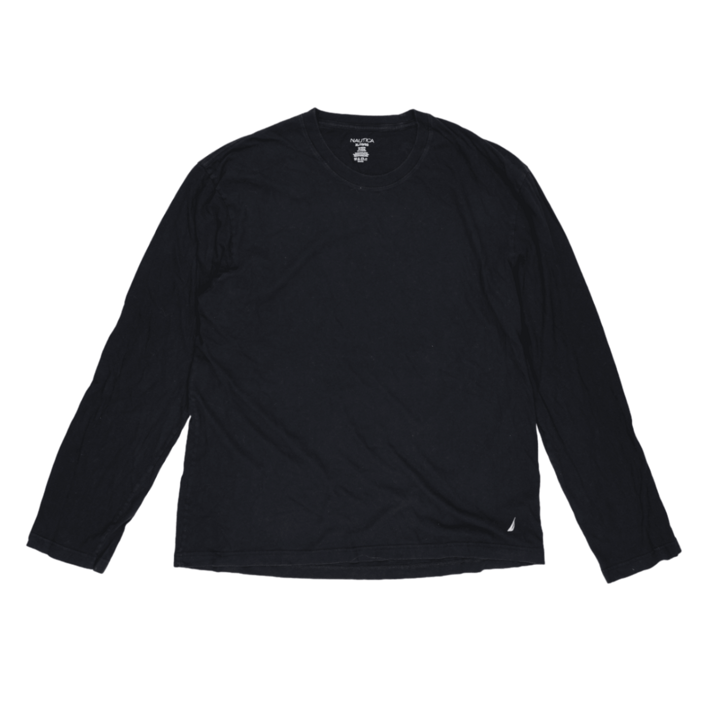 Nautica Men's Black Long Sleeve T-Shirt XL 100% Cotton Crew Neck Casual
