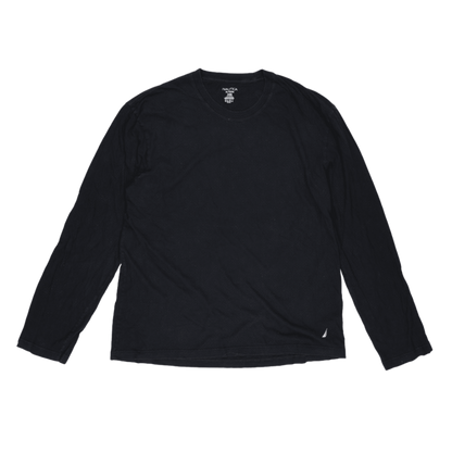 Nautica Men's Black Long Sleeve T-Shirt XL 100% Cotton Crew Neck Casual