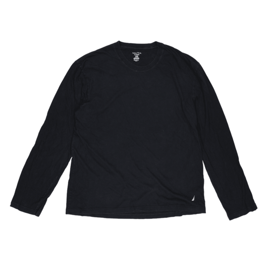 Nautica Men's Black Long Sleeve T-Shirt XL 100% Cotton Crew Neck Casual