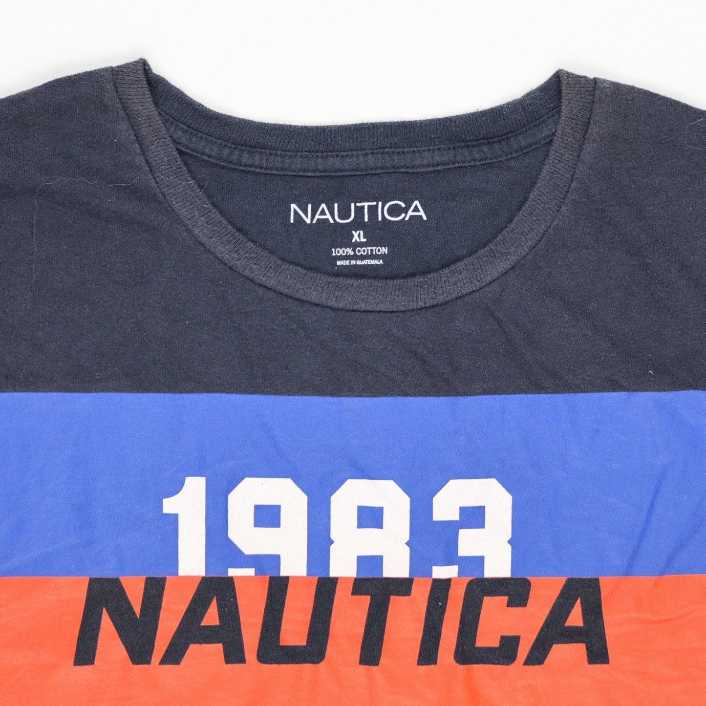 Nautica 1983 Navy Blue Graphic T-Shirt XL 100% Cotton Crew Neck