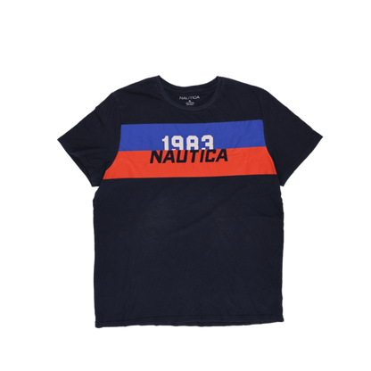 Nautica 1983 Navy Blue Graphic T-Shirt XL 100% Cotton Crew Neck