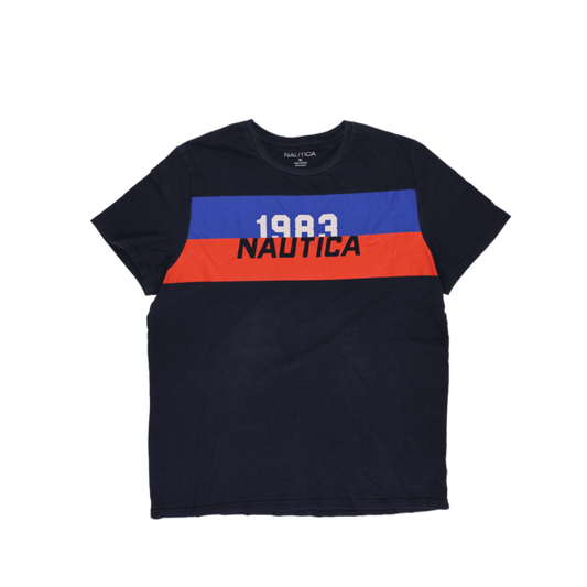 Nautica 1983 Navy Blue Graphic T-Shirt XL 100% Cotton Crew Neck