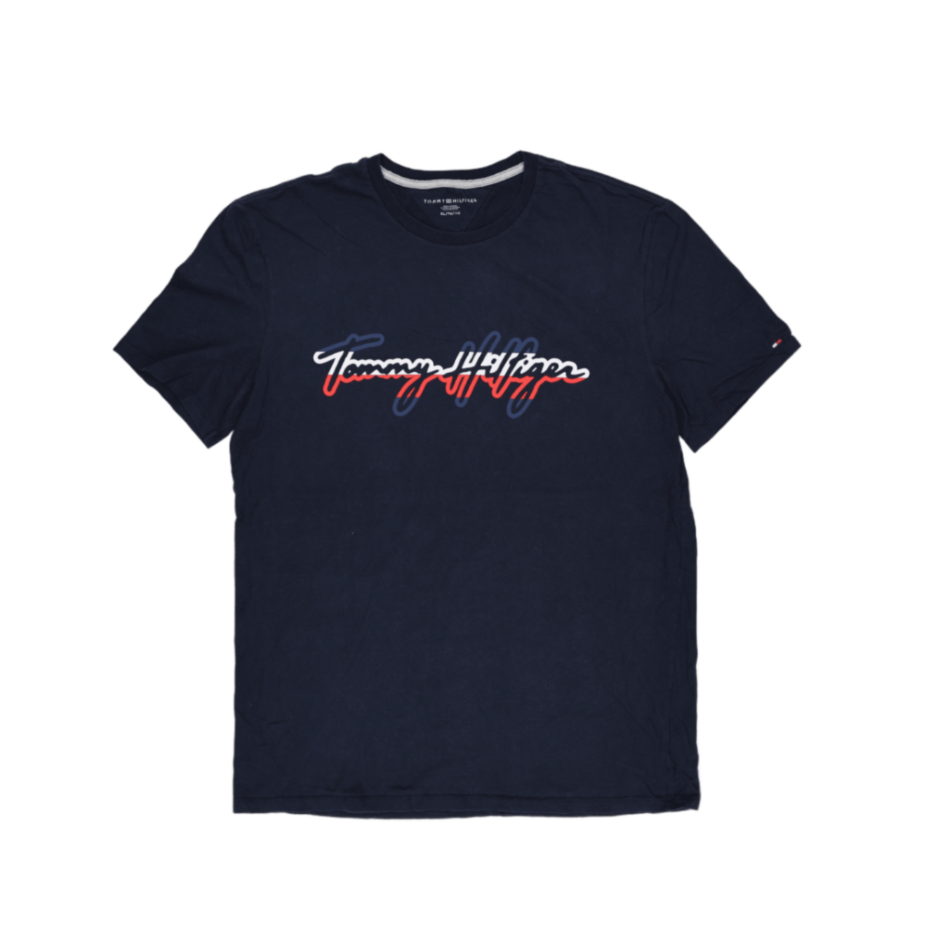 Tommy Hilfiger Navy Blue T-Shirt for Men XL Cotton Crew Neck Casual