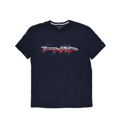 Tommy Hilfiger Navy Blue T-Shirt for Men XL Cotton Crew Neck Casual