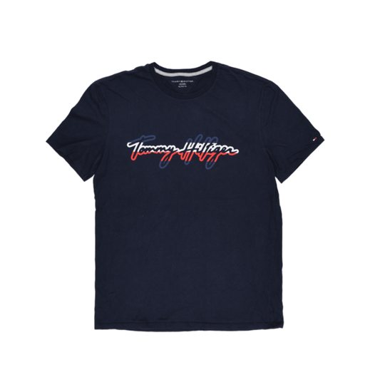 Tommy Hilfiger Navy Blue T-Shirt for Men XL Cotton Crew Neck Casual