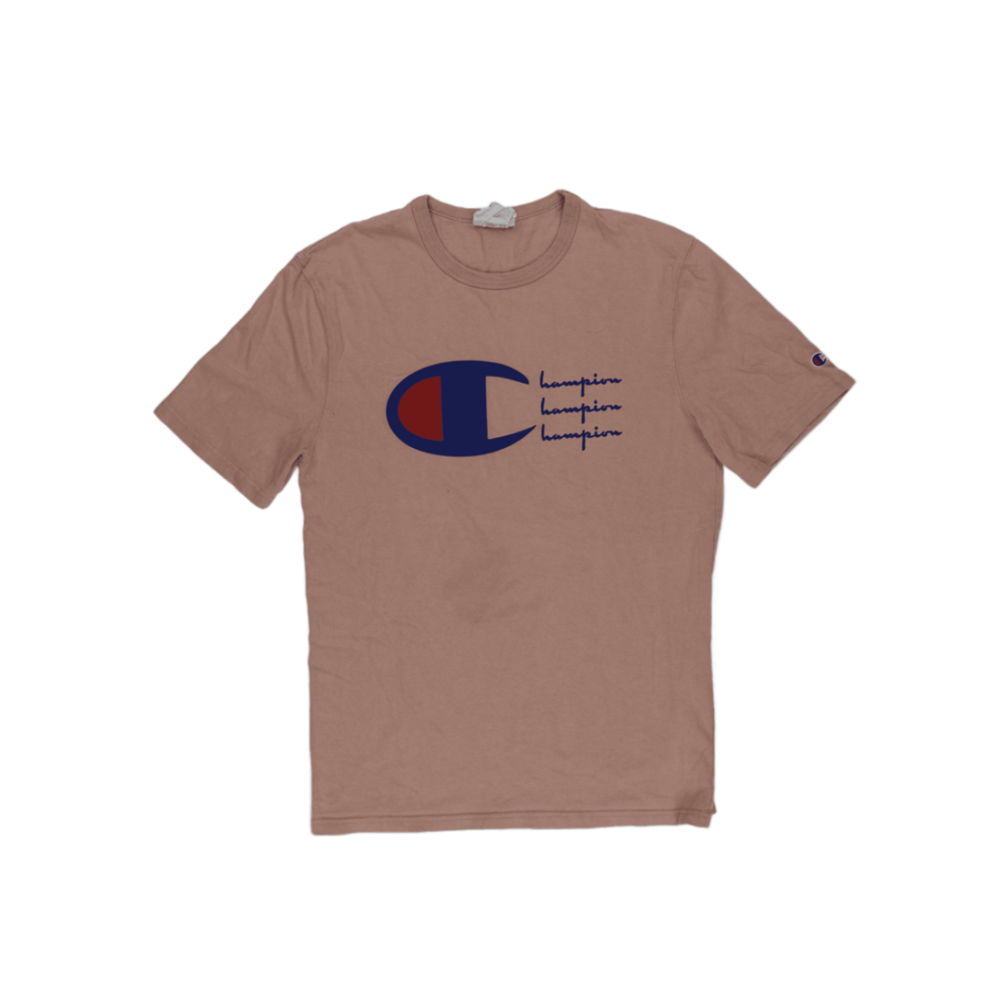 Champion Graphic Logo T-Shirt Unisex Medium Pink Cotton Crew Neck