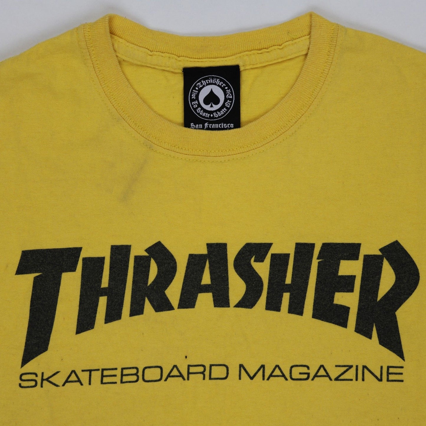 Thrasher Vintage Yellow T-Shirt Large Cotton Crew Neck Streetwear