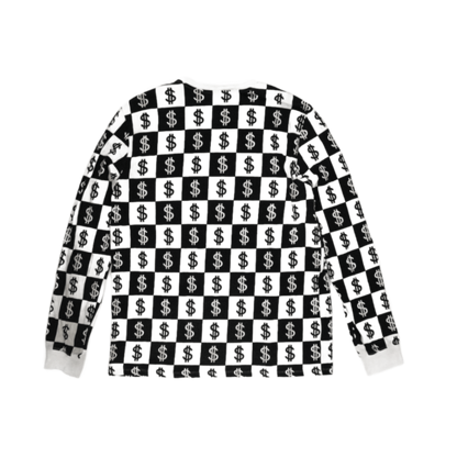 Nike Dollar Sign Print Graphic Sweatshirt Black White XL Cotton Crew Neck