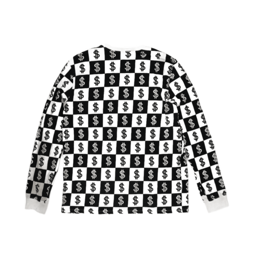 Nike Dollar Sign Print Graphic Sweatshirt Black White XL Cotton Crew Neck