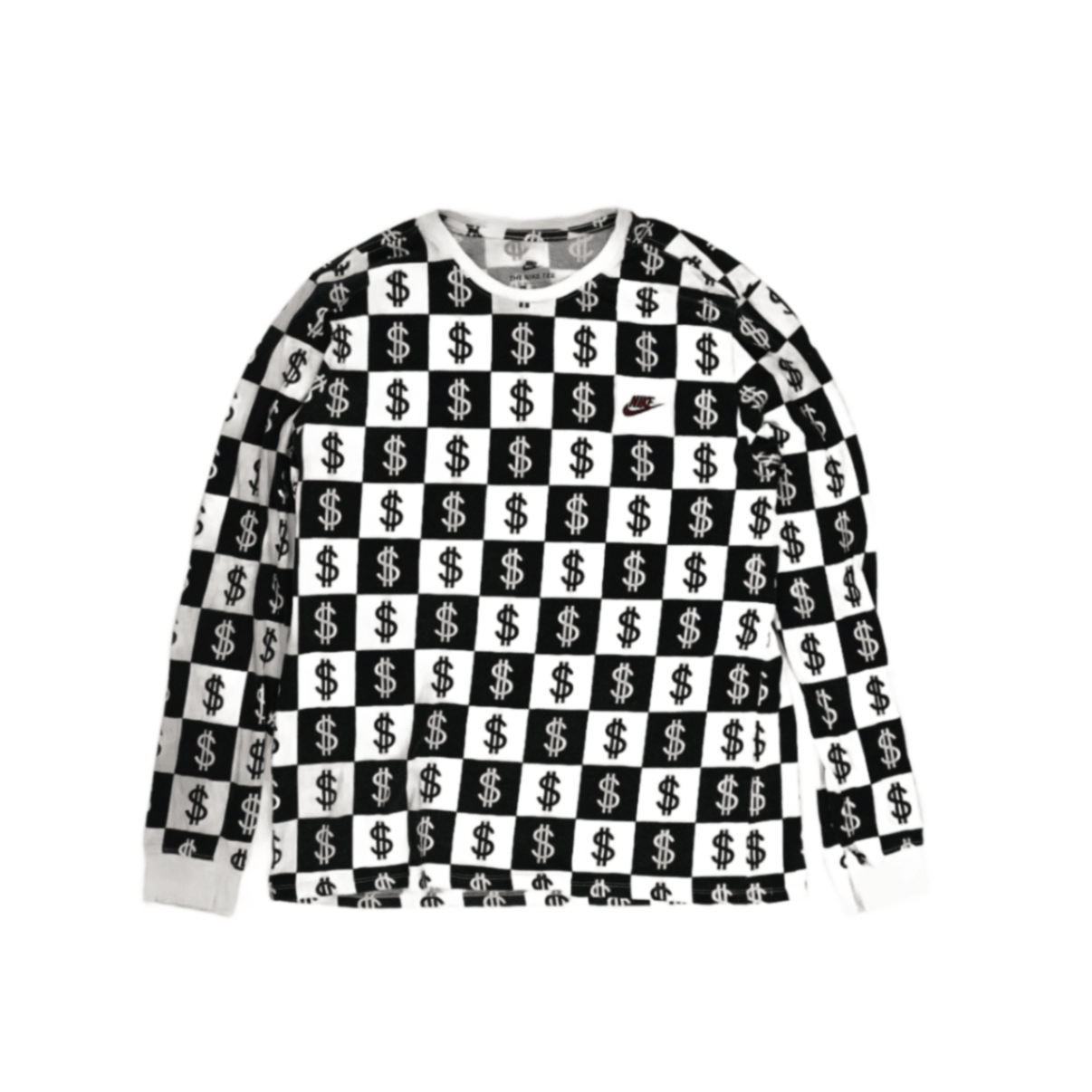Nike Dollar Sign Print Graphic Sweatshirt Black White XL Cotton Crew Neck