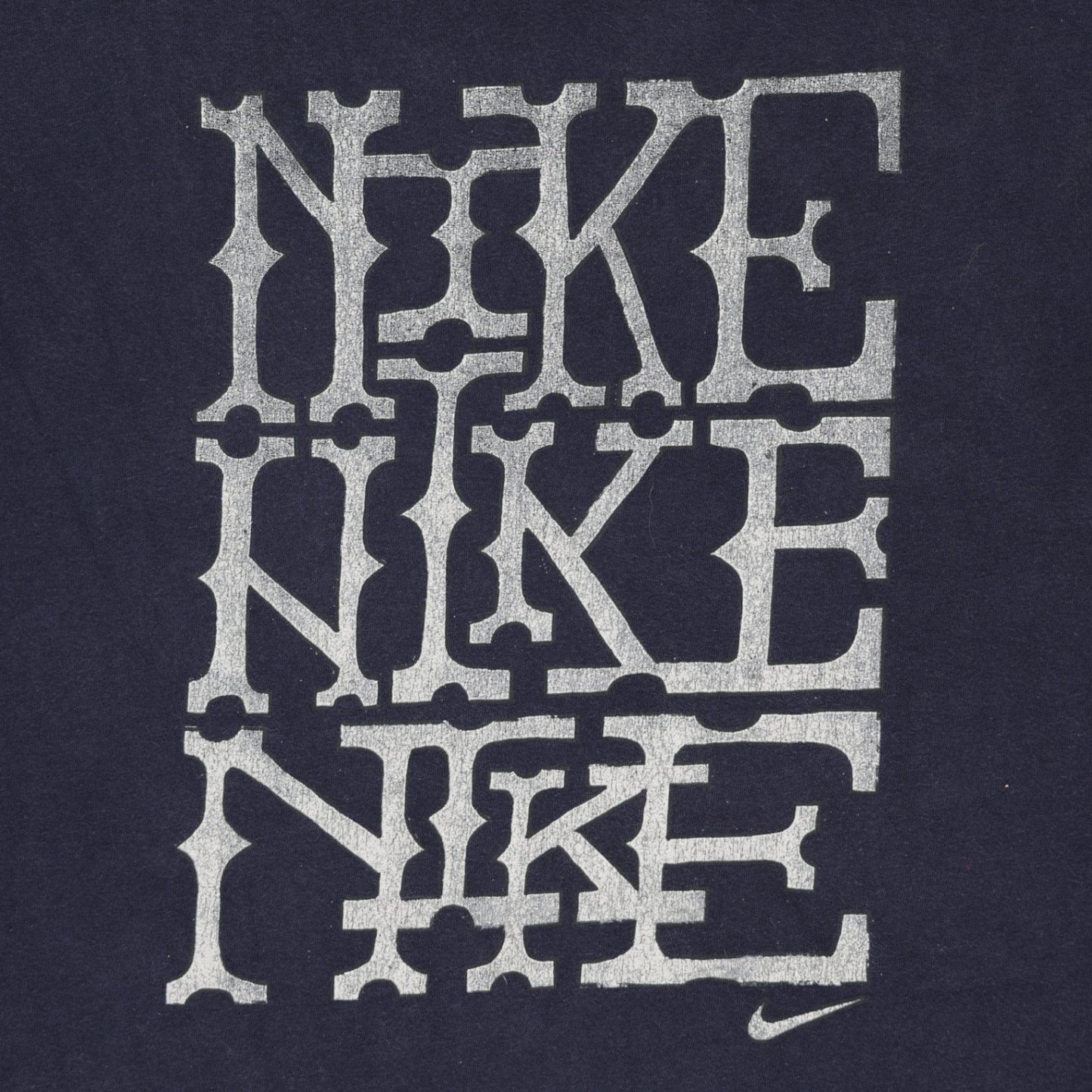 Nike Navy Graphic Print T-Shirt Large Cotton Blend Crew Neck Vintage