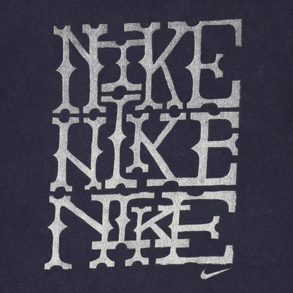 Nike Navy Graphic Print T-Shirt Large Cotton Blend Crew Neck Vintage