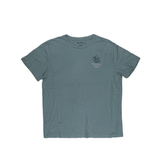 Nautica 1983 Blue Cotton Casual T-Shirt for Men Size Large Crew Neck