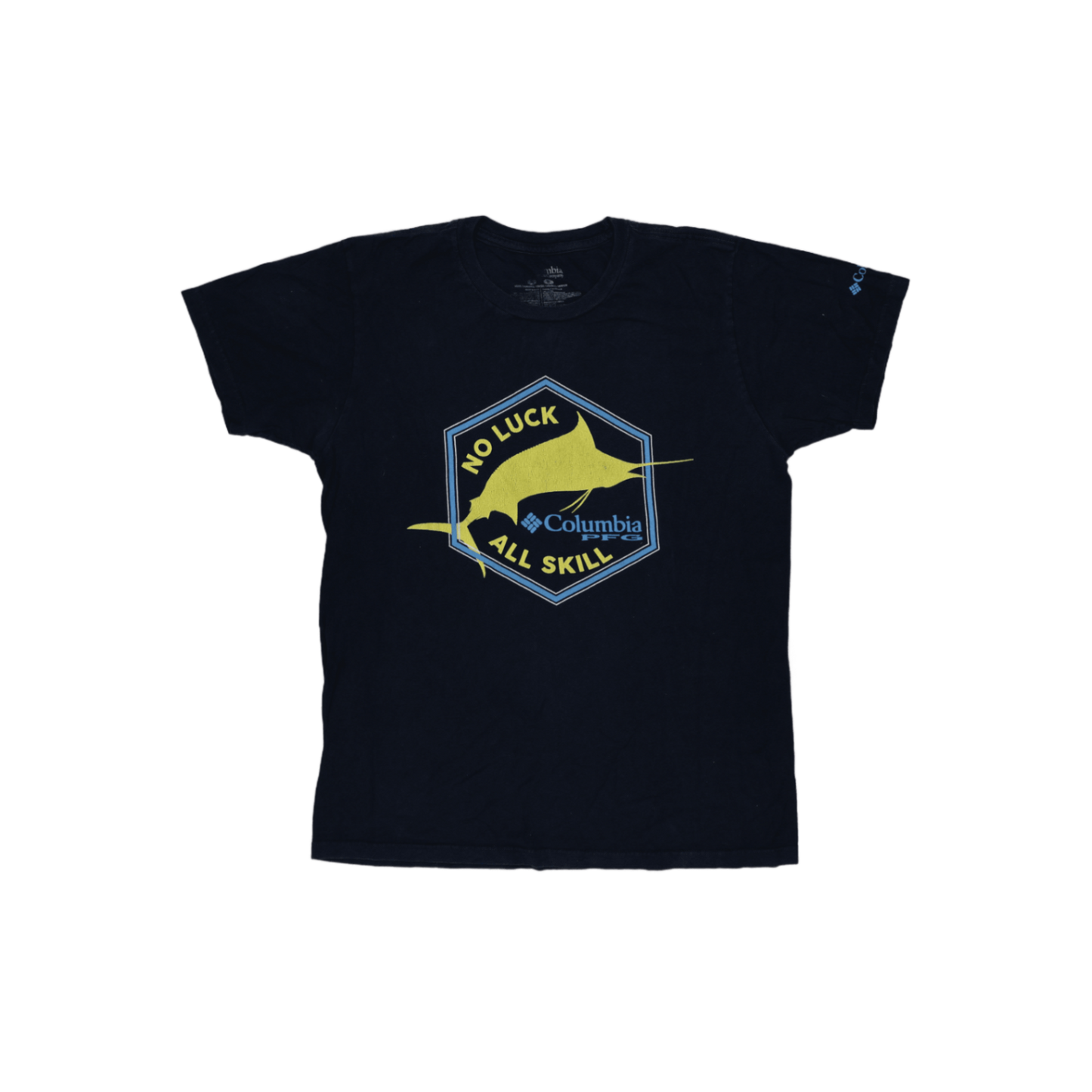 Columbia PFG Navy Fish Graphic T-shirt Men's Medium 100% Cotton Crew Neck