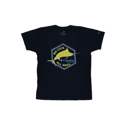 Columbia PFG Navy Fish Graphic T-shirt Men's Medium 100% Cotton Crew Neck