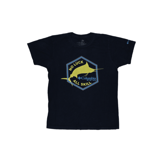 Columbia PFG Navy Fish Graphic T-shirt Men's Medium 100% Cotton Crew Neck