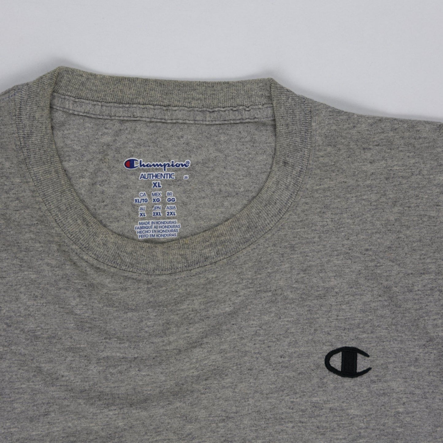 Champion Men's Grey Cotton T-Shirt XL Classic Crew Neck