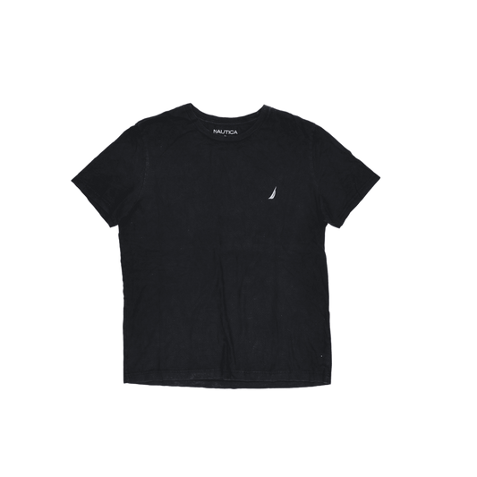 Nautica Black Cotton Short Sleeve T-Shirt for Men Size Medium