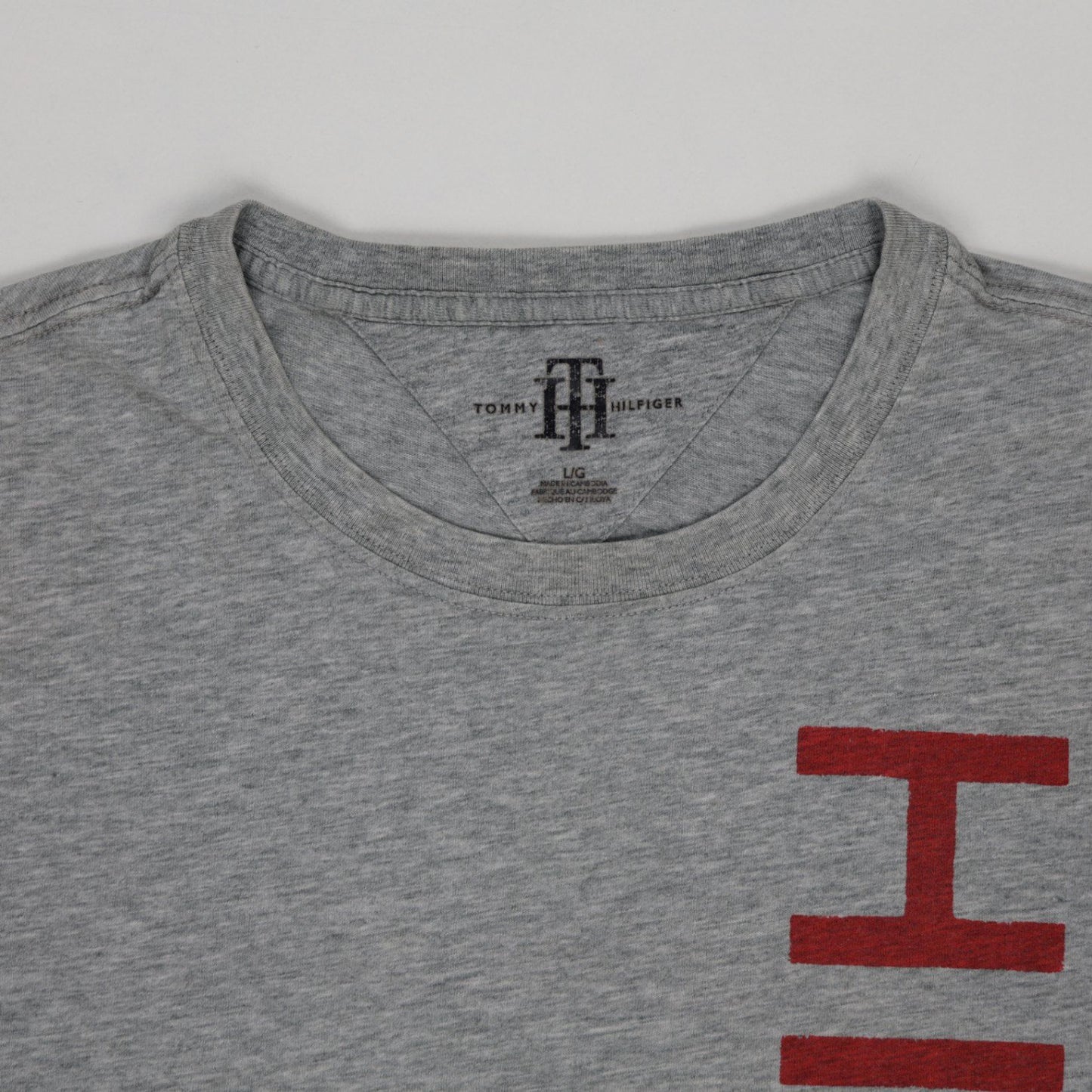 Tommy Hilfiger Grey Cotton Crew Neck T-Shirt Large
