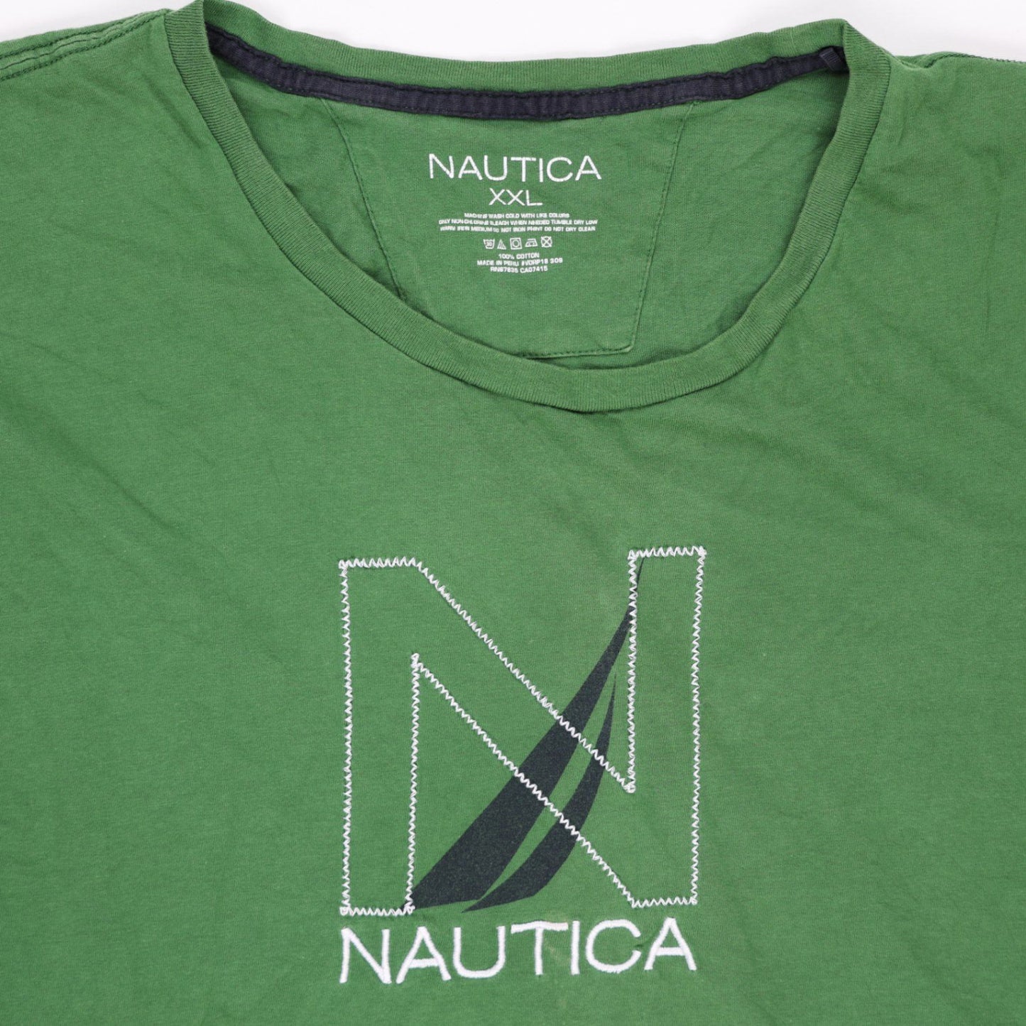 Nautica Men's Casual Green Cotton T-Shirt XXL Short Sleeve Crew Neck