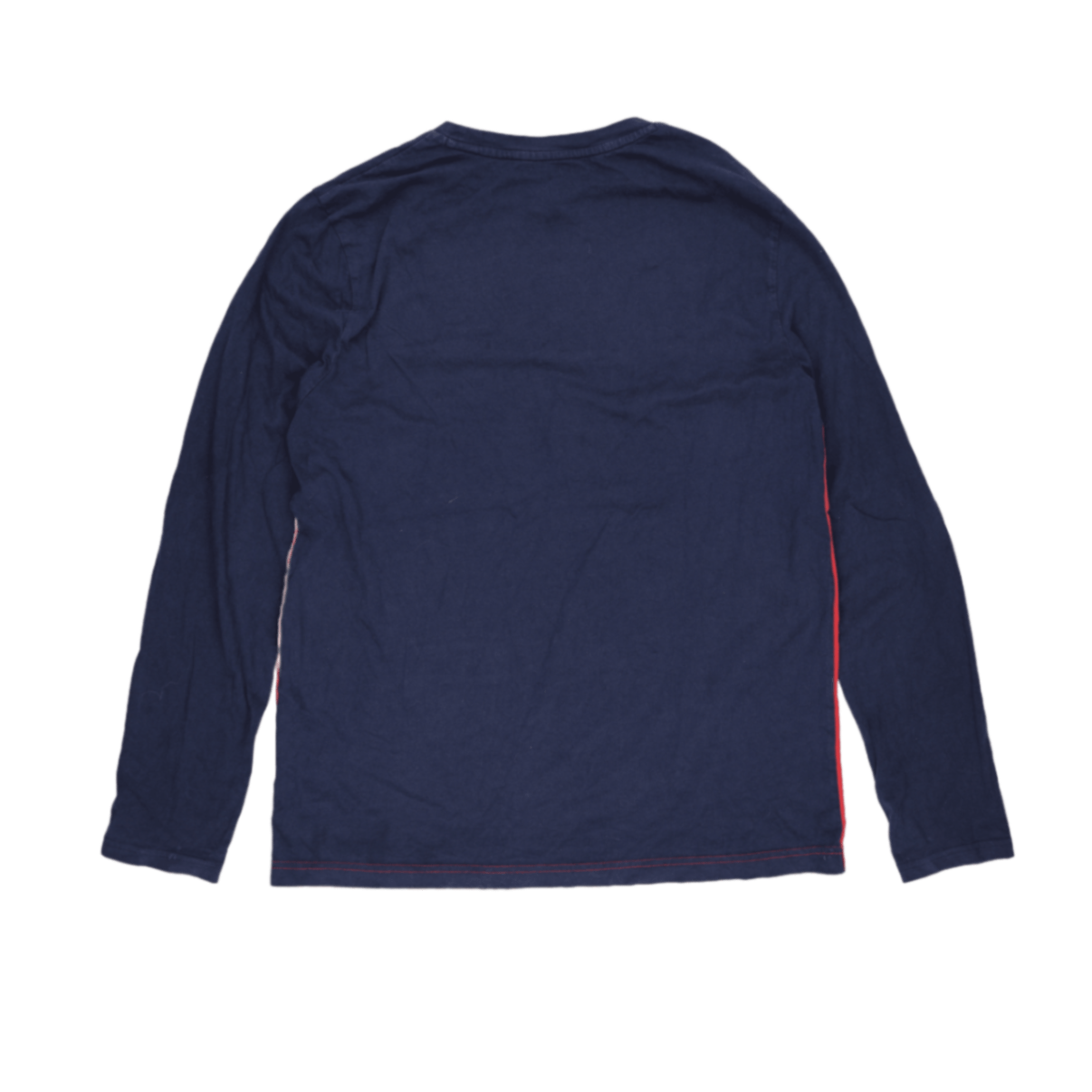 Nautica Colourblock Long Sleeve T-Shirt Navy Red Large 100 Percent Cotton Crew Neck