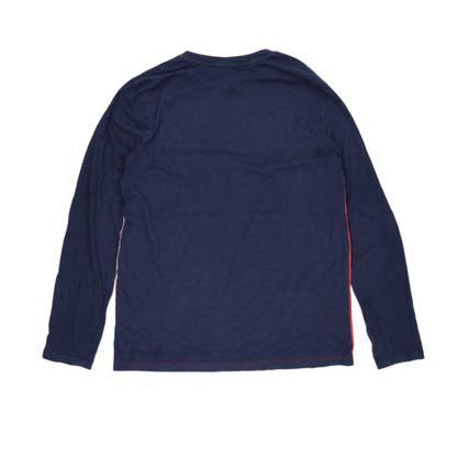 Nautica Colourblock Long Sleeve T-Shirt Navy Red Large 100 Percent Cotton Crew Neck