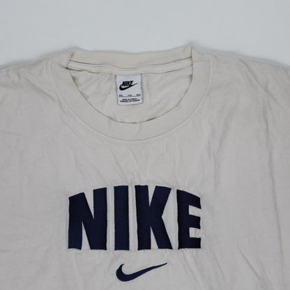 Nike Collegiate Logo T-Shirt White XXL 100% Cotton Vintage Crew Neck Men's