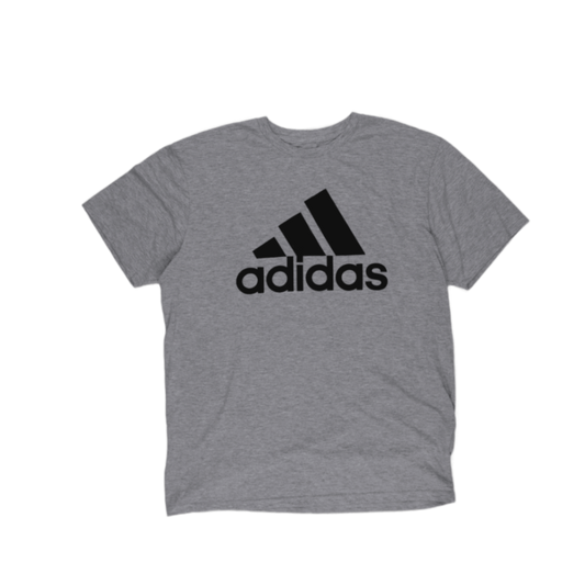Adidas Classic Grey Logo T-shirt XL Cotton Blend Crew Neck Casual Men's Clothing