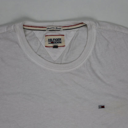 Hilfiger Denim Men's White Crew Neck Cotton T-Shirt Size Medium