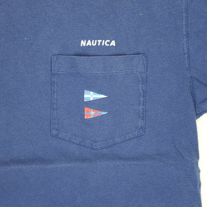 Nautica Vintage J-Class Racing Blue Graphic T-Shirt Men's Large Cotton Crew Neck