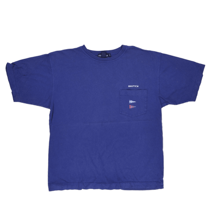 Nautica Vintage J-Class Racing Blue Graphic T-Shirt Men's Large Cotton Crew Neck