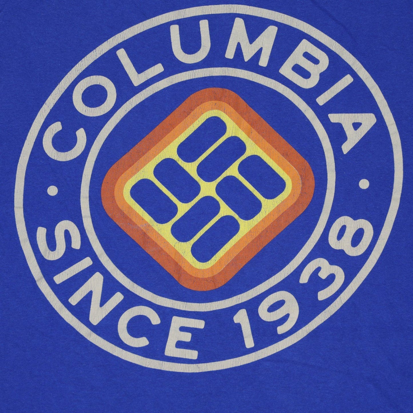 Columbia Blue Logo Print T-Shirt Men's Medium Cotton Crew Neck