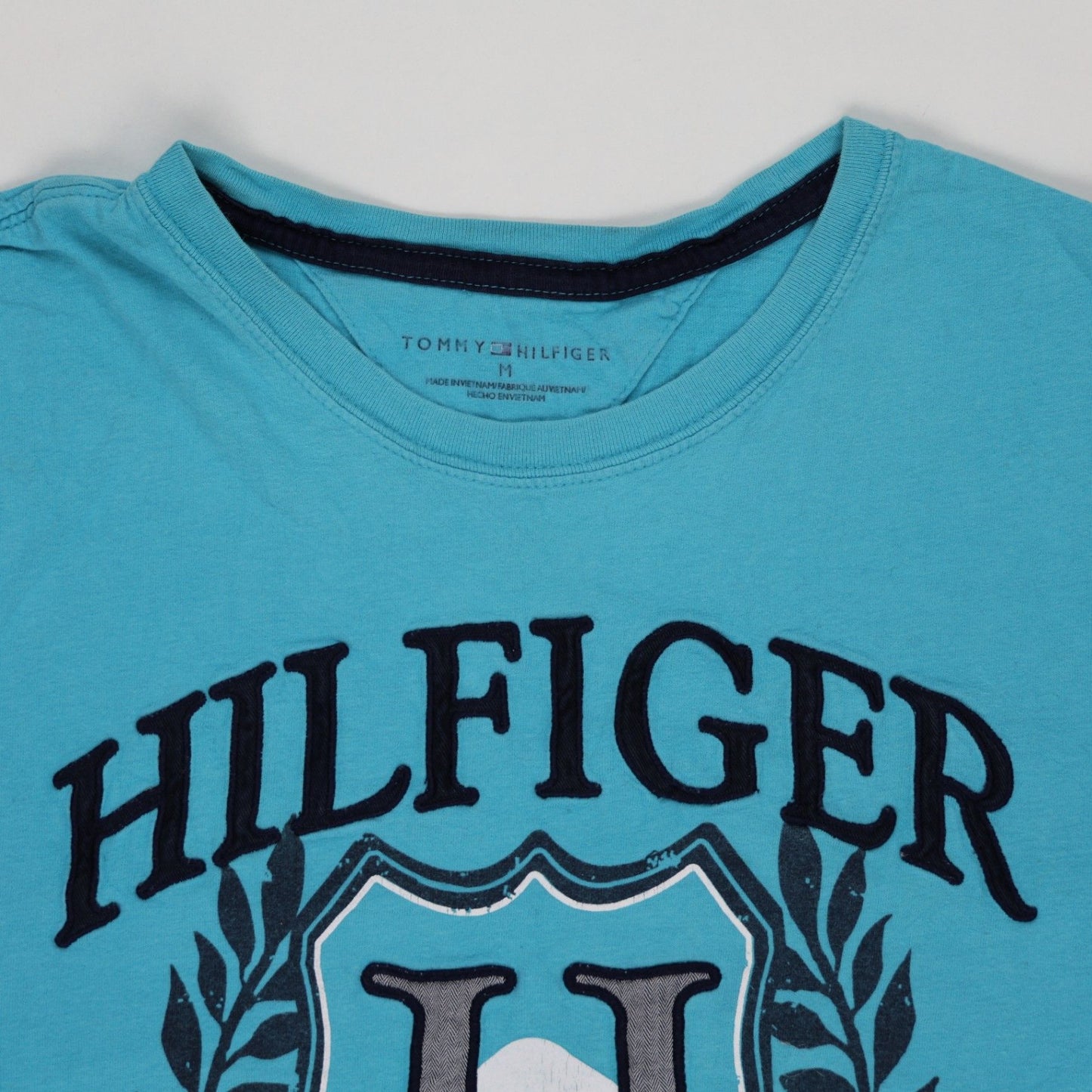 Tommy Hilfiger Blue Graphic Logo T-Shirt Men's Medium Cotton Crew Neck