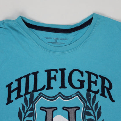 Tommy Hilfiger Blue Graphic Logo T-Shirt Men's Medium Cotton Crew Neck