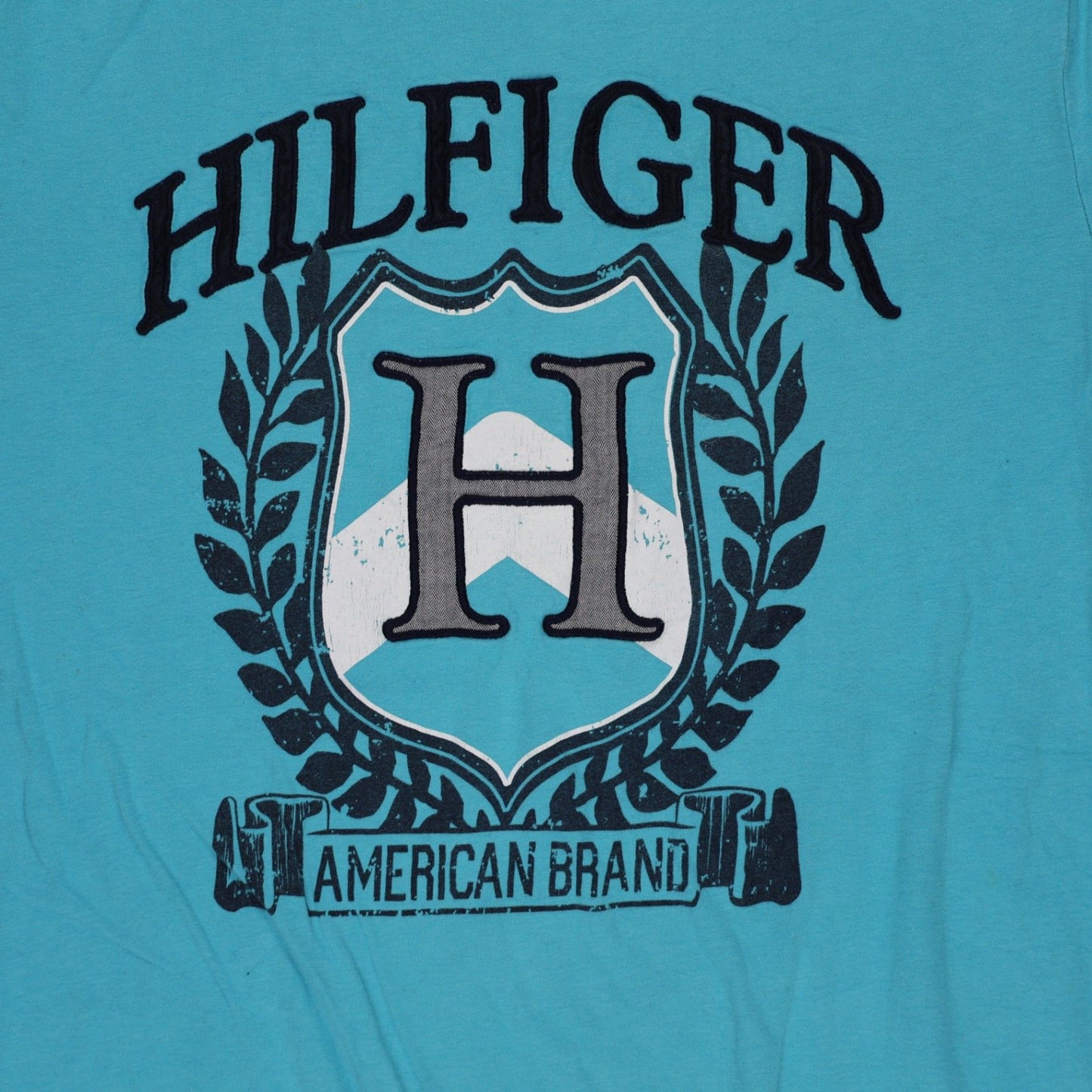 Tommy Hilfiger Blue Graphic Logo T-Shirt Men's Medium Cotton Crew Neck