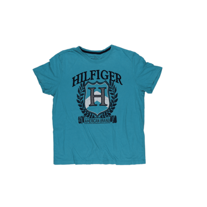 Tommy Hilfiger Blue Graphic Logo T-Shirt Men's Medium Cotton Crew Neck