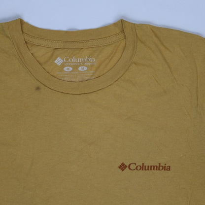 Columbia Mustard Graphic T-Shirt for Men Size Medium Cotton Crew Neck Outdoor Print