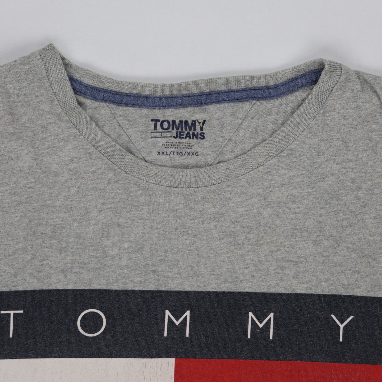Tommy Jeans Grey XXL Logo Print T-Shirt 100 Percent Cotton Crew Neck Short Sleeve