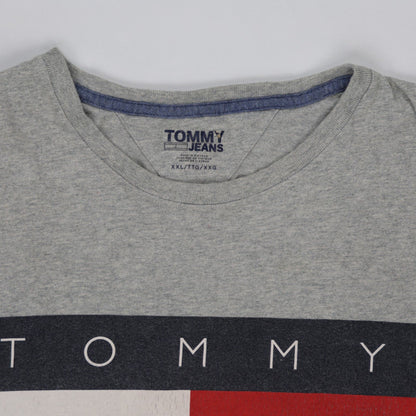 Tommy Jeans Grey XXL Logo Print T-Shirt 100 Percent Cotton Crew Neck Short Sleeve
